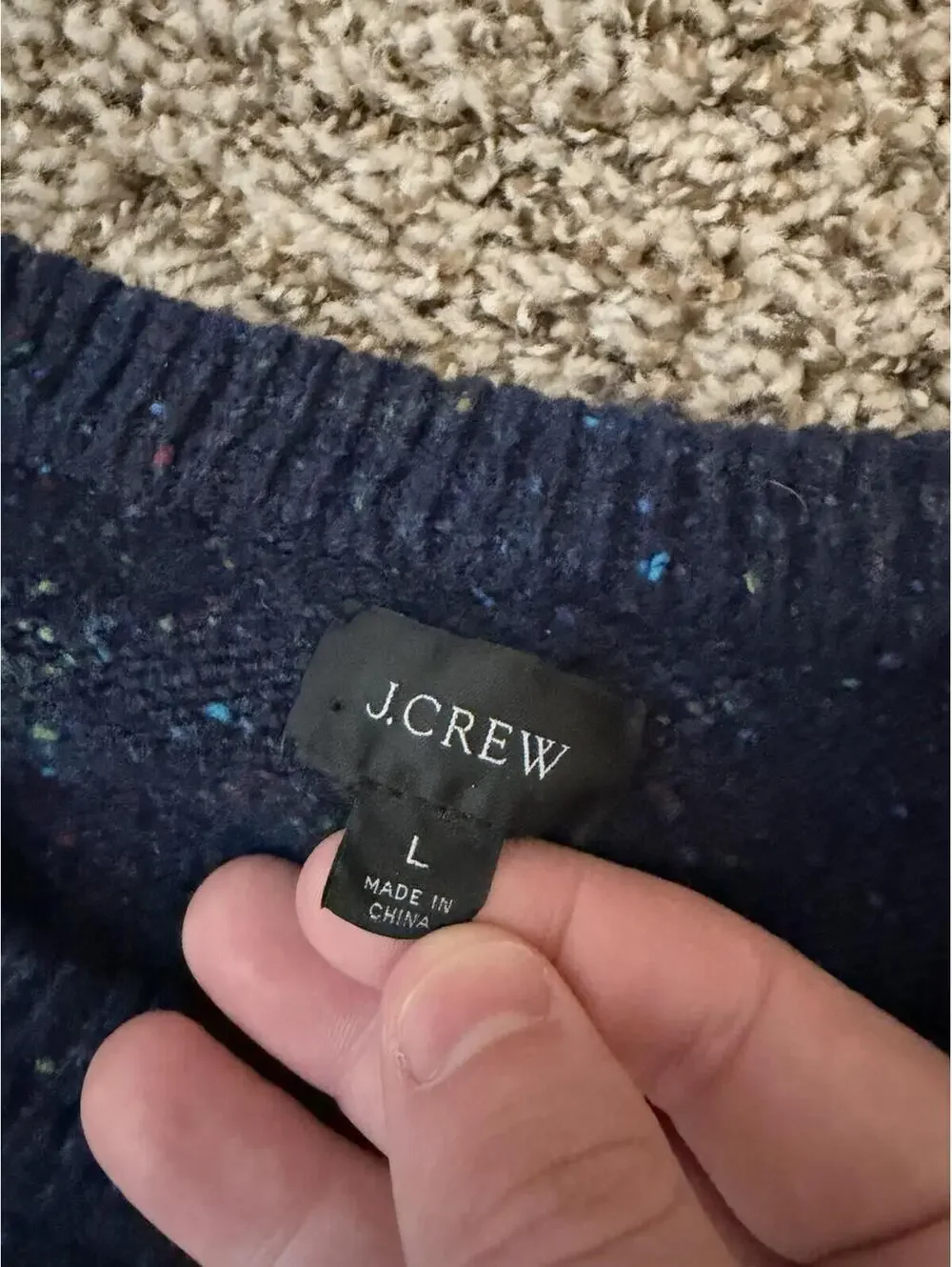 J. Crew Men’s Blue Color Block Donegal Wool Blend Pullover Sweater Size Large
